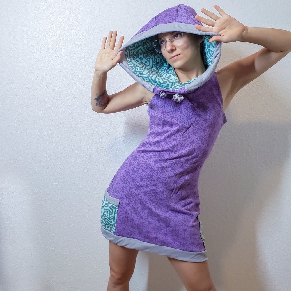 Sacred Geometrix organic cowl hooded dress
